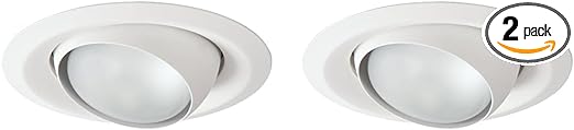 HALO E26 Series 6 in. White Recessed Ceiling Light Fixture Trim with Adjustable Eyeball (Pack of 2)