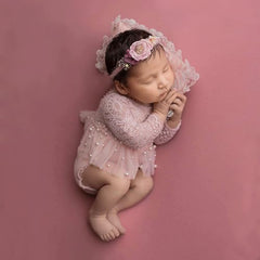 M&G House White/Pink Lace Newborn Photography Outfits Girl Newborn Photography Props Newborn Girl Pearl Lace Christmas Gift