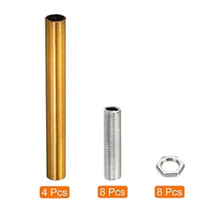 MECCANIXITY Threaded Extension Rod, 3.94" Lamp Pipe with Connector Light Fixture for Pendant Light Island Lighting Chandeliers Stems, Gold Bronze 4 Set