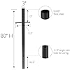 Design House 501817 Traditional Outdoor Lamp Post with Plastic Cross Arm, for Driveways and Porches, 80-Inch by 3-Inch, Black