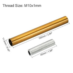 MECCANIXITY Threaded Extension Rod, 3.94" Lamp Pipe with Connector Light Fixture for Pendant Light Island Lighting Chandeliers Stems, Gold Bronze 4 Set