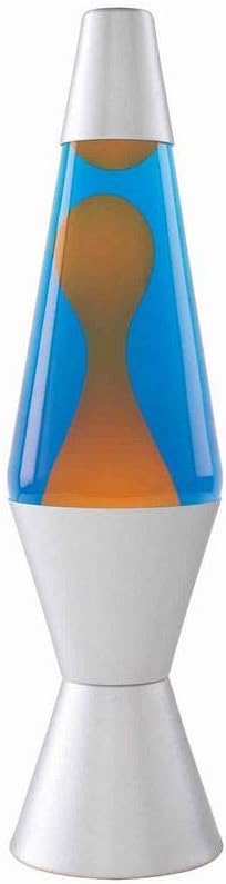 Lava The Original 2117 14.5-Inch Silver Base Lamp with Orange Wax in Blue Liquid