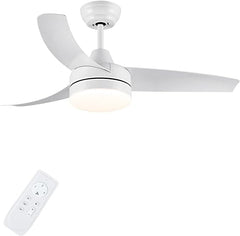 Wellspeed 42 Inch Ceiling Fans with Lights, White Ceiling Fan with Light Remote Control, 3 blade Modern Ceiling Fan with Light, Quiet Dimmable,For Living Room, Bedroom, Patios (Indoor, Outdoor)