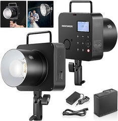 NEEWER Q4 400Ws 2.4G TTL Outdoor Studio Flash Strobe (New Look),1/8000 HSS 2800mAh Battery Powered Photography Monolight Speedlite 30W Modeling Lamp/400 Full Power Flash/0.01-1.2s Recycle/Bowens Mount