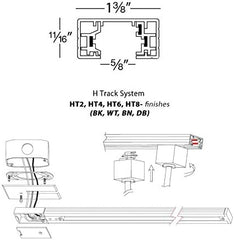 WAC Lighting, H Track 8FT Single Circuit 120V with 2 Endcaps in Black