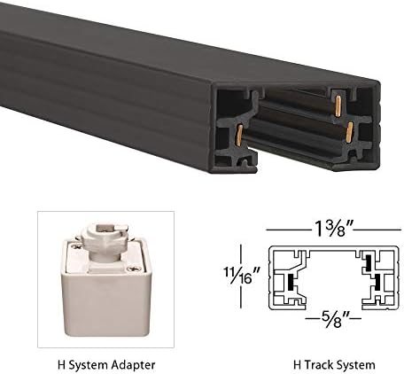 WAC Lighting, H Track 8FT Single Circuit 120V with 2 Endcaps in Black