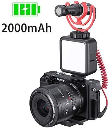 ULANZI VL49 2000mAh LED Video Light w 3 Cold Shoe, Rechargeable Soft Light Panel, Portable Photography Lighting for DJI OSMO Sony DSLR Canon Camera GoPro Vlogging