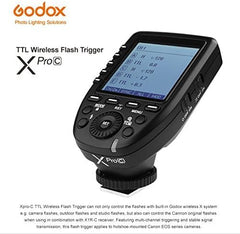 Godox Xpro-C TTL Wireless Flash Trigger Compatible for Canon EOS Cameras, Support 1/8000s HSS, 5 Dedicated Groups Buttons, Large Dot-Matrix LCD Display