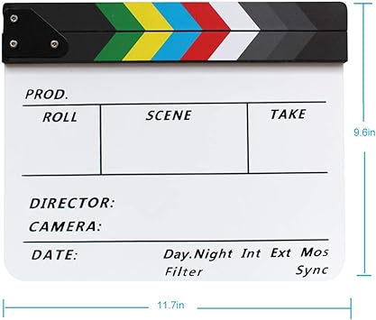 Coolbuy112 Movie Directors Clapboard, Photography Studio Video TV Acrylic Clapper Board Dry Erase Film Slate Cut Action Scene Clapper with a Magnetic Blackboard Eraser and Two Custom Pens