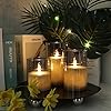 GenSwin Gray Glass Battery Operated Flameless Led Candles with 10-Key Remote and Timer, Real Wax Candles Warm White Flickering Light for Home Decoration(Set of 3)