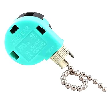 Ceiling Fan Switch 3 Speed 4 Wire Zing Ear ZE-268S6 Pull Chain Cord Switch Replacement for Ceiling Fans,Wall Lamps,Cabinet Light (Nickel Pull Chain)