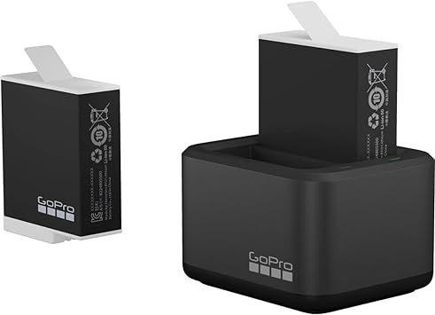 GoPro Dual Battery Charger + 2 Enduro Batteries (HERO11 Black/HERO10 Black/HERO9 Black) - Official GoPro Accessory