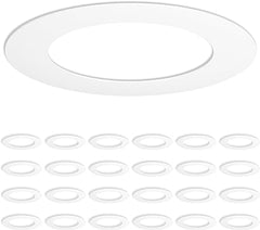 Amico 24 Pack Goof Rings for 6 Inch Recessed Lights White Can Light Goof Trim Ring, Outer Diameter 8.6-inch, Inner Diameter 6.2-inch, Durable Plastic Design, Flush Mount