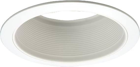 E26 Series 6 in. White Recessed Ceiling Light Fixture Trim with White Straight Side Metal Baffle