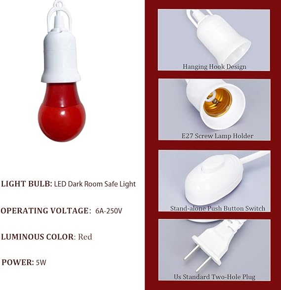 Fuyunohi Darkroom Safelights Hanging Led Red Light Lamp Darkroom Equipment