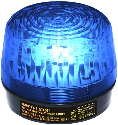 Seco-Larm SL-1301-BAQ/B Blue LED Strobe Light with 32 LEDs, Adjustable Flash Speeds and Patterns; Operating Life Over 50000 Hours (over 5.7 years); High-impact and Heat-resistant Lens