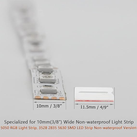 Strip Light Mounting Clips Self-Adhesive Strip Brackets Holder,100-Pack Strip Clamps Fix 10mm Wide Non-waterproof LED Light Strip