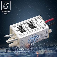 DC 12V LED Power Supply Driver Transformer - Lustaled 15W Waterproof IP67 120VAC to 12V DC Converter Constant Voltage LED Switching Power Supply for LED Strip Lights, G4 MR11 MR16 LED Display (2-Pack)