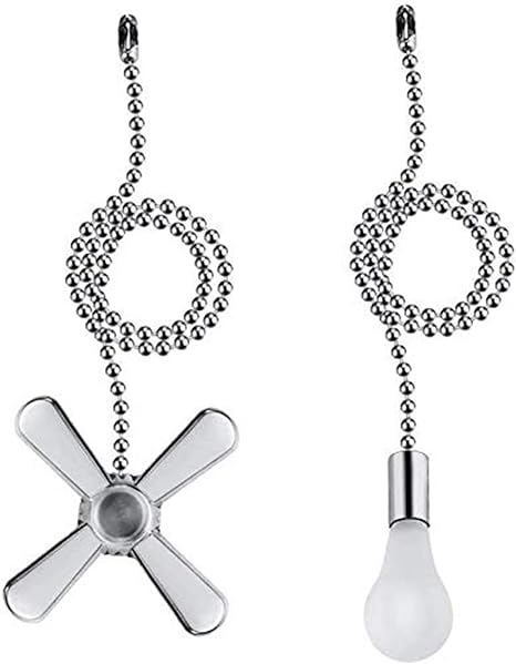 Ceiling Fan Pull Chain, 2pcs 3mm Diameter Beaded Ball , 13.6 Inches Fan Pulls Set with Connector（Nickel ） Visit the sunswan Store