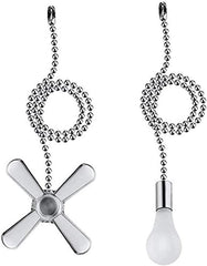 Ceiling Fan Pull Chain, 2pcs 3mm Diameter Beaded Ball , 13.6 Inches Fan Pulls Set with Connector（Nickel ）