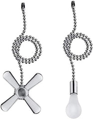 Ceiling Fan Pull Chain, 2pcs 3mm Diameter Beaded Ball , 13.6 Inches Fan Pulls Set with Connector（Nickel ）