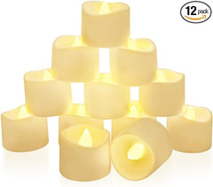 Homemory 12-Pack Timer Flameless Tea Lights Candles, LED Tealights Candles with 6H Timer Built-in, Timer Votive Candles Battery Opeated for Halloween, Christmas, Wedding Centerpiece Table Decor