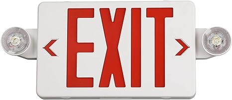 TANLUX Red Exit Sign with Emergency Lights, LED Emergency Exit Light with Battery Backup, UL Listed, AC 120/277V, Commercial Emergency Lights Combo for Business - 1 Pack