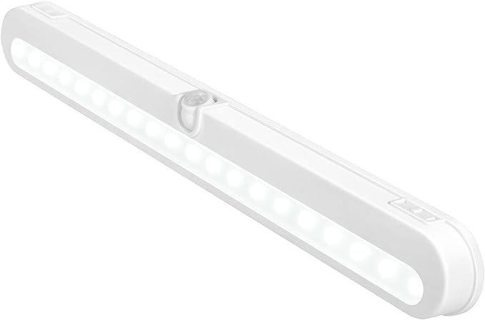 BLS T01L LED Closet Light, Super Bright 20 LED Under Cabinet Lighting Battery Powered/DC Input Wireless Motion Sensing Light, Auto On Off Switch, Motion Sensor & Light Sensor, Light Beam Adjustable