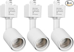 mirrea H Type Track Lighting Head to E26 Medium Screw Base Adapter Light Direction Adjustable Pack of 3 (White)