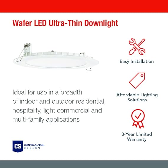 Juno WF6 SWW5 90CRI MW M6 Round Baffle LED Downlight, 120 Volts, 2700K/3000K/3500K/4000K/5000K, Triac Dimming, 6-Inch, Matte White