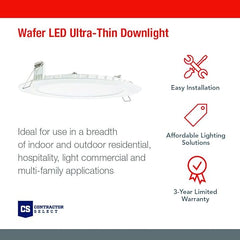 Juno WF6 SWW5 90CRI MW M6 Round Baffle LED Downlight, 120 Volts, 2700K/3000K/3500K/4000K/5000K, Triac Dimming, 6-Inch, Matte White