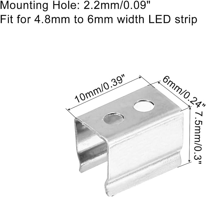 MECCANIXITY Rope Light Mounting Clips, Wall Channel Mounting Holder Accessories for 4.8mm to 6mm LED Neon Strip, Stainless Steel, Pack of 50