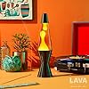 Lava Original Lamp 14.5'' Vinyl Record Grooved Base - Yellow Wax and Orange Liquid - Home Décor Motion Lamp - 2017