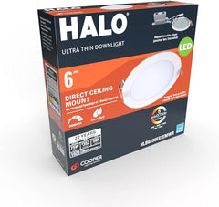 HALO 6 inch Recessed LED Ceiling & Shower Disc Light – Canless Ultra Thin Downlight – 5CCT Selectable - White