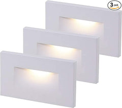 CLOUDY BAY 120V Dimmable LED Indoor Outdoor Step Light,3-Pack,3000K Warm White,Stair Light,White Finish