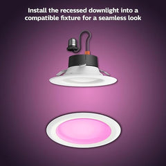 Philips Hue Smart Recessed 6 Inch LED Downlight - White and Color Ambiance Color-Changing Light - 1 Pack - 1100LM - Indoor - Control with Hue App - Works with Alexa, Google Assistant and Apple Homekit