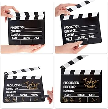 10 Pieces Movie Film Clap Board, 7 x 8 Inch Cardboard Movie Clapboard Movie Directors Clapper Writable Cut Action Scene Board for Movies Films Photo Props(White)