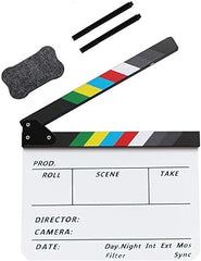 Coolbuy112 Movie Directors Clapboard, Photography Studio Video TV Acrylic Clapper Board Dry Erase Film Slate Cut Action Scene Clapper with a Magnetic Blackboard Eraser and Two Custom Pens