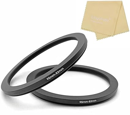 95 to 82mm Metal Step Rings, 95mm to 82mm Step Down Ring Filter Ring Adapter for 95mm Camera Lens & 82mm UV CPL ND Filters Hoods Caps LingoFoto