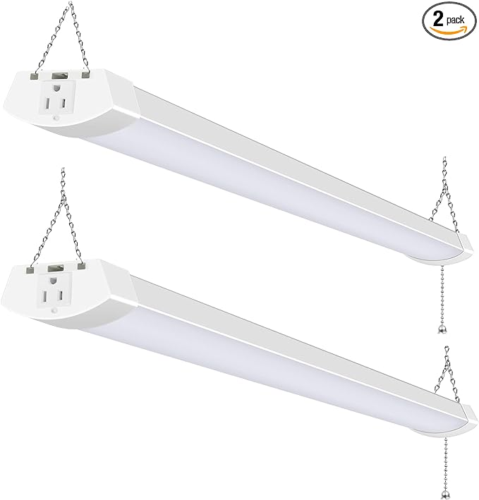 Hykolity 4FT 120W LED Shop Light Linkable, 13000lm(400w Equivalent), 5000K Utility Shop Lights for Garages, Workshops, Basements, Hanging or FlushMount, with Power Cord and Pull Chain, ETL, 2 Pack