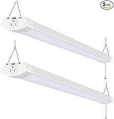 Hykolity 4FT 120W LED Shop Light Linkable, 13000lm(400w Equivalent), 5000K Utility Shop Lights for Garages, Workshops, Basements, Hanging or FlushMount, with Power Cord and Pull Chain, ETL, 2 Pack