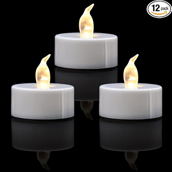 KOABY LED Tea Lights, 12/24/50/100/200/400 Pack Flickering Flameless Tea Lights, Warm White/Warm Yellow, Last 200H+, Battery Operated Tea Lights for Decoration(12 Pack, Warm White)