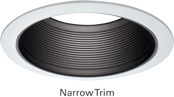 Halo 6100BB 6" White Tapered Metal Baffle Recessed Trim with 2 White Rings, Narrow and Wide, Black