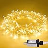 JMEXSUSS Warm White String Lights Indoor, 33ft 100 LED Christmas Lights Outdoor Waterproof Clear Wire, 8 Modes Plug in Fairy Twinkle Lights Bedroom