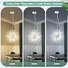 Modern Gold Crystal Chandeliers Firework, 8-Light Dandelion Chandelier, Semi Flush Mount Ceiling Light Fixtures, Stainless Steel Pendant Light for Bedroom Foyer Hallway Entryway Kitchen, G9 Socket