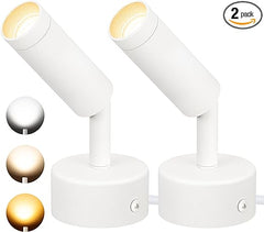 SUNVIE LED Spot Lights Indoor 3W Up Lights Indoor Spotlight with Memory Function 3000K/4000K/5000K Uplighting Indoor 120V Dimmable Uplights Indoor for Plant Spotlight Indoor for Accent Lighting 2 Pack