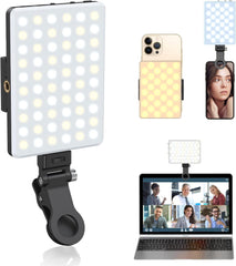 OLRPT Selfie Light, Phone Light with Front & Back Clip, 60 LED Portable Light with 3 Light Modes, 5000mAh Rechargeable Video Light for Phone, iPhone, IPad, Laptop, TikTok, Makeup, Live Stream, Vlog