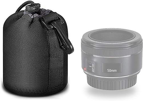 Selens Small Drawstring Lens Pouch Black Neoprene DSLR Camera Lens Bag Compatible with Sony Olympus Panasonic