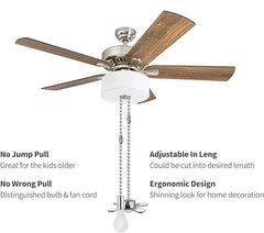 Ceiling Fan Pull Chain, 2pcs 3mm Diameter Beaded Ball , 13.6 Inches Fan Pulls Set with Connector（Nickel ）