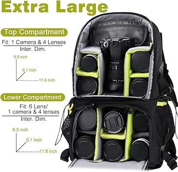 Endurax Camera Backpack Large DSLR/SLR Mirrorless Photography Camera Bag Extra Large Travel Hiking with 15.6 Laptop Compartment Waterproof Rain Cover